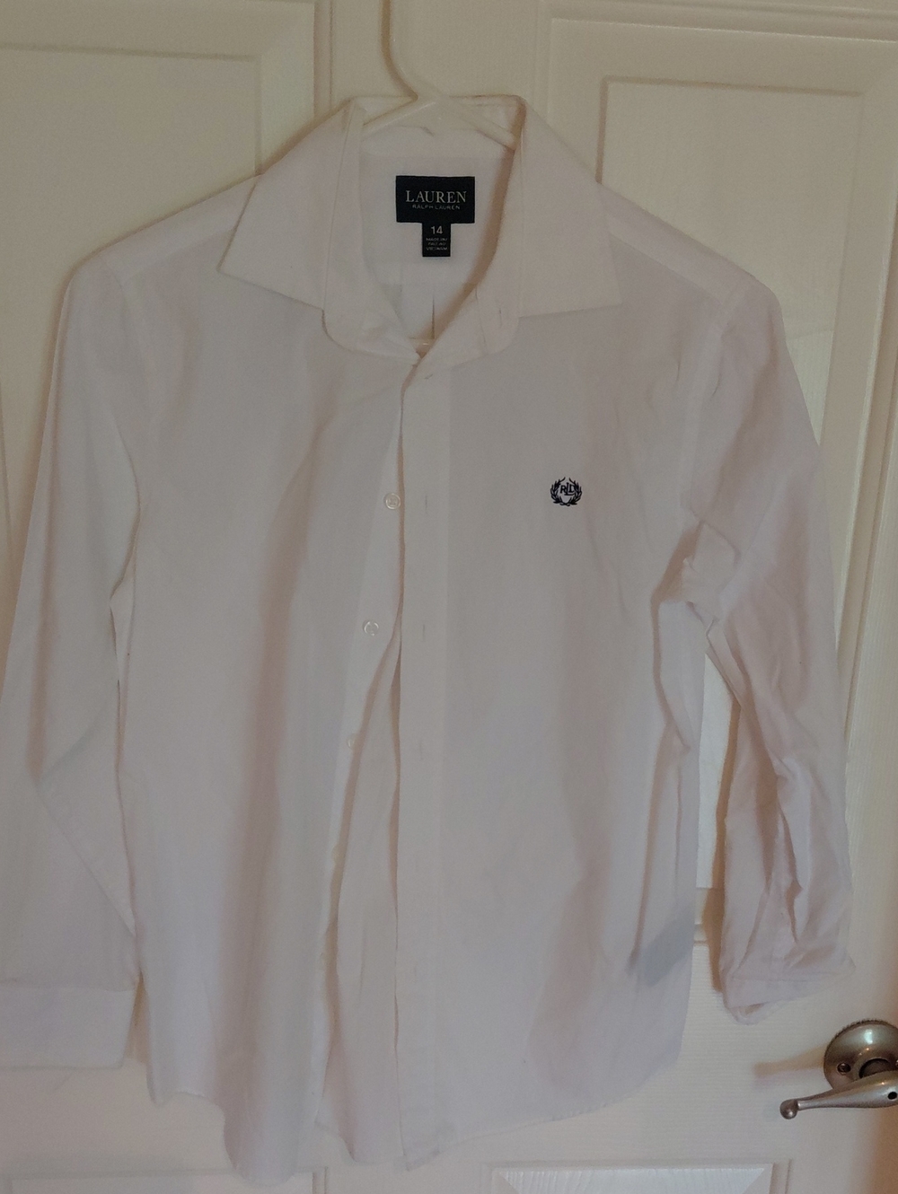 Lauren Ralph Lauren White Dress Shirt with Navy Crest